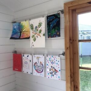 Art Studio in a timber log cabin in Sues backyard NZ