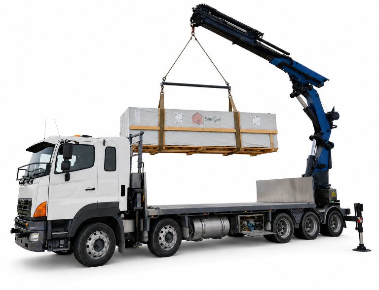 Unloading a SheShed NZ cabin kitset
